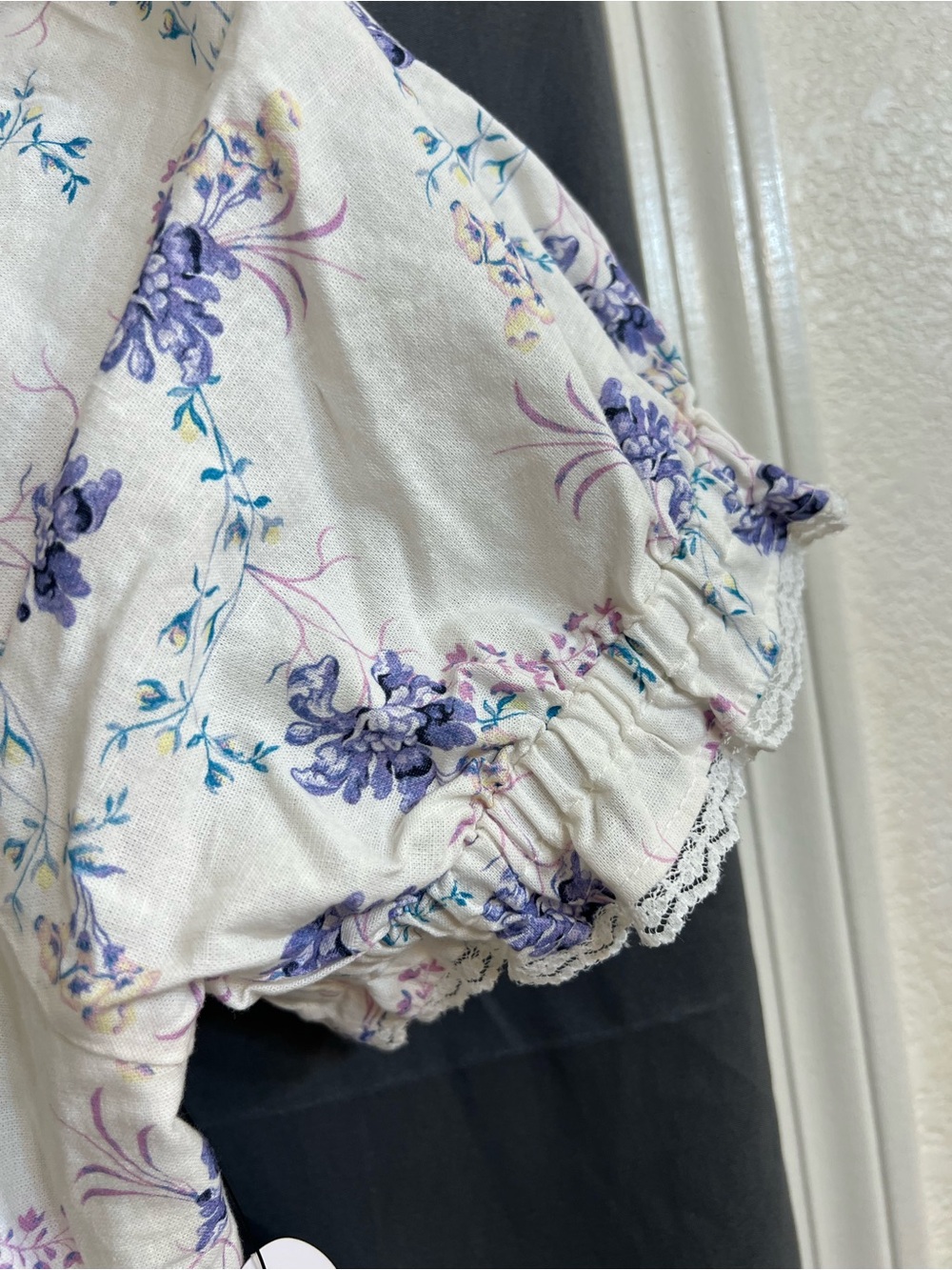 NWT Women’s Scoop White Floral Puff-Sleeve Midi lined linen lace trim Dress XL - Picture 5 of 10